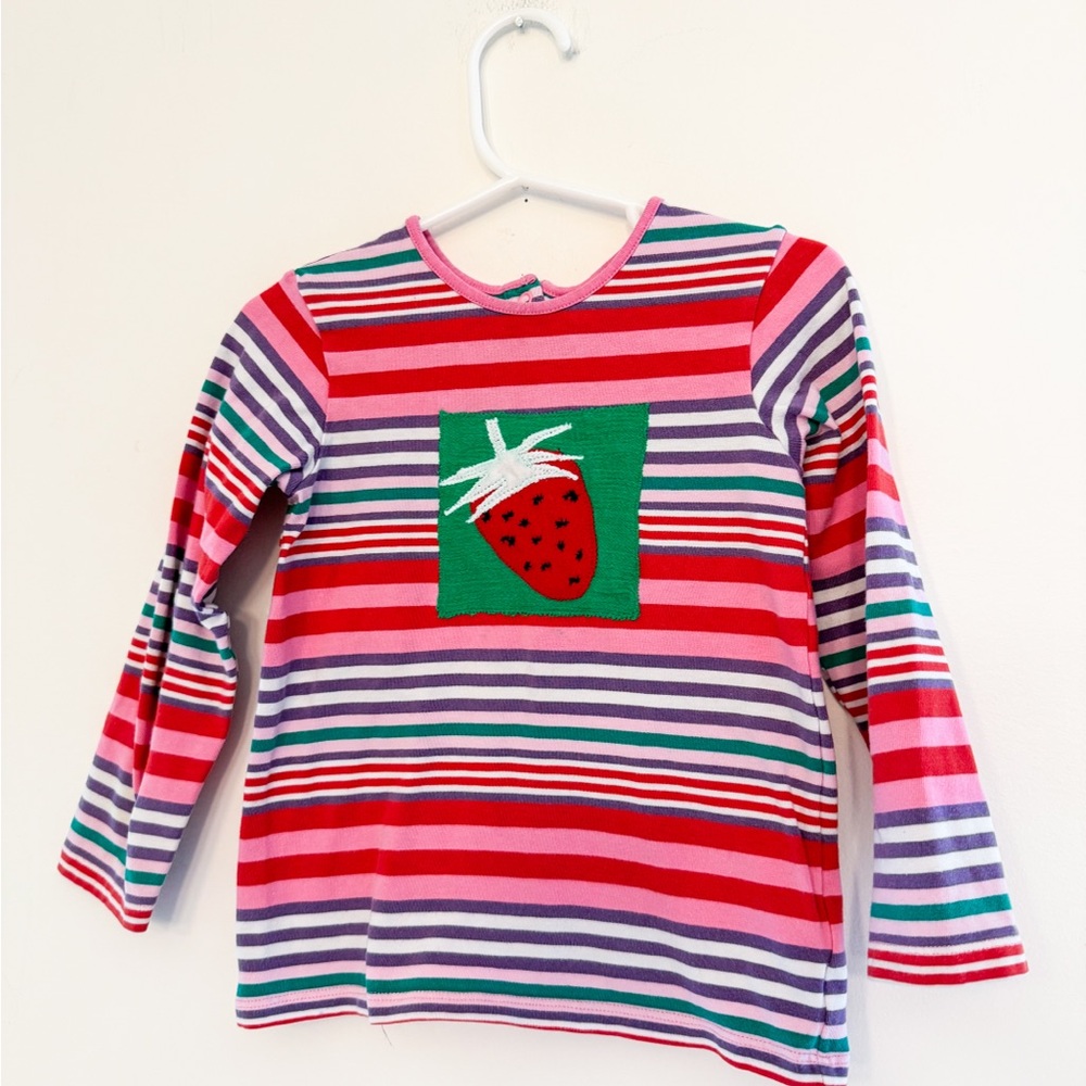 Colorful Handmade Strawberry Striped Long Sleeve Top (Kids)